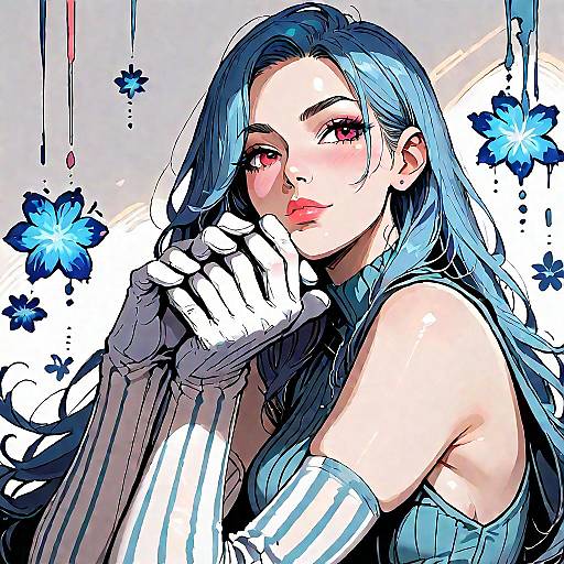 Anime Girl with Striped Legwear