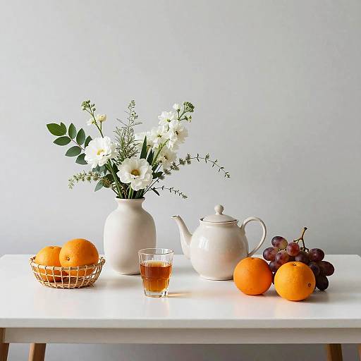Minimalist Still Life with Fruits and Vase