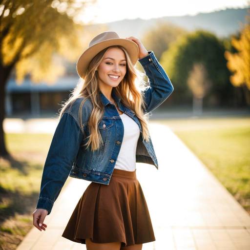 Blonde Girl in Denim Jacket Outdoors