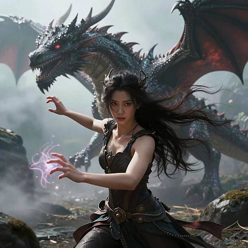 Epic Sorceress Casting Dragon Spell