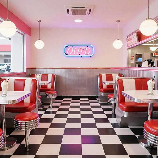 Vintage Retro Diner Photorealistic Scene