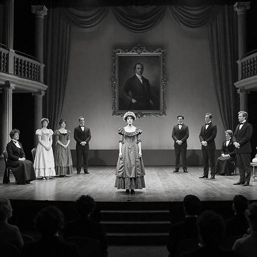 Victorian Theatre Performance in Monochrome