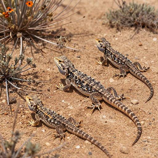 Surreal Camouflaged Reptiles in Scrubland