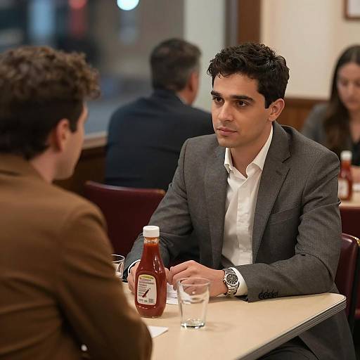 Intimate Restaurant Scene with Two Men
