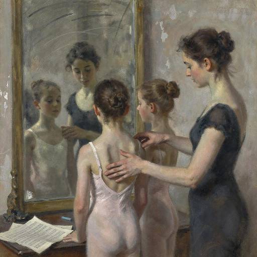 Degas Inspired Charcoal Ballet Lesson Scene