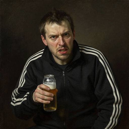 Expressive Portrait of Angry Drunk Man