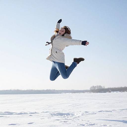 Joyful Leap in Winter Wonderland