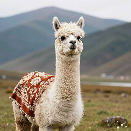 Regal Alpaca in Ornate Poncho