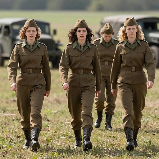 WWII Women in Military Uniforms Outdoors