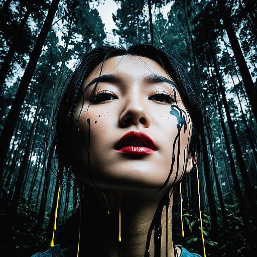 Pop Art Portrait in Mystical Forest