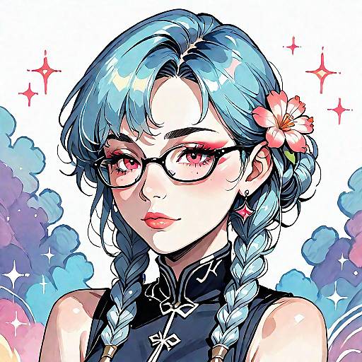 Watercolor Portrait of a Japanese Woman