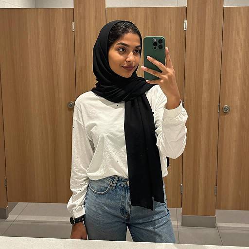 Modern Hijab Fashion Mirror Selfie