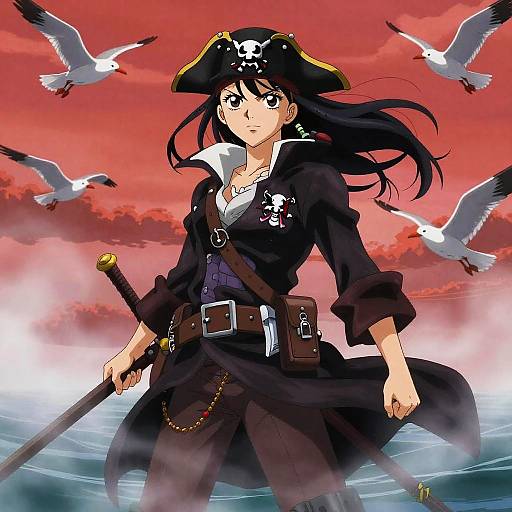 Epic Pirate Girl Anime Scene
