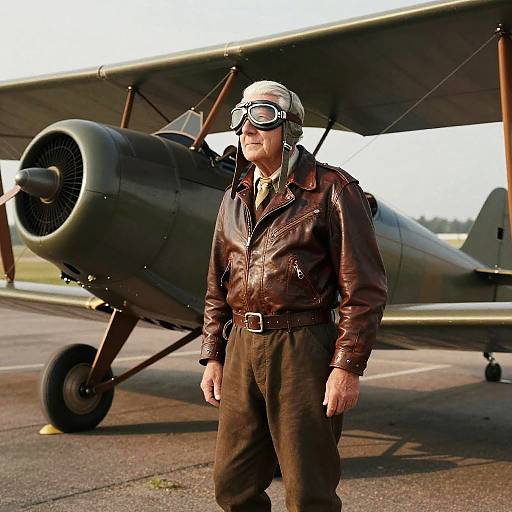 Vintage Elderly Aviator Portrait