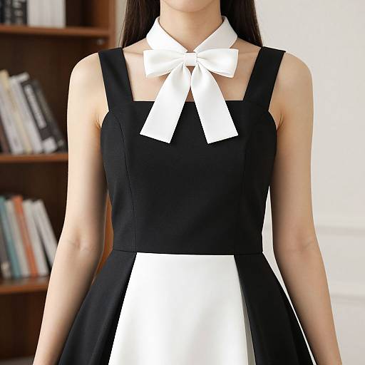 Woman in Black and White Dress