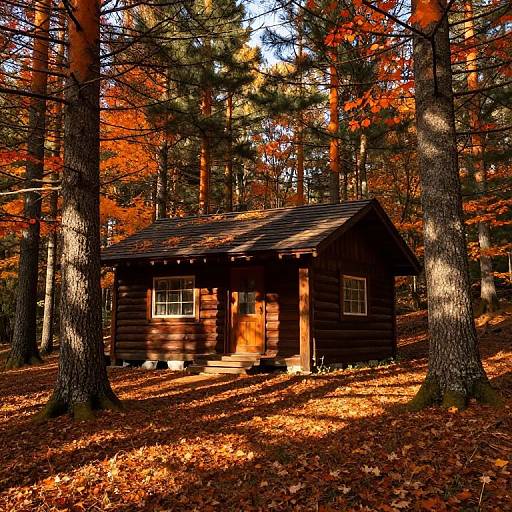 Cozy Rustic Cabin in Autumn Forest