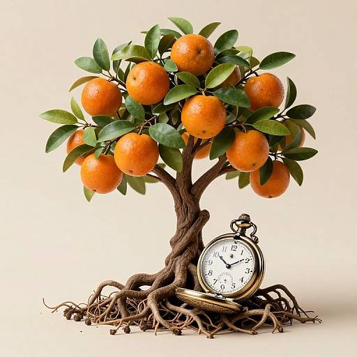 Vintage Pocket Watch with Fruit Tree