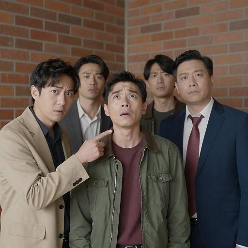 Five Men in a Brick-Walled Corner