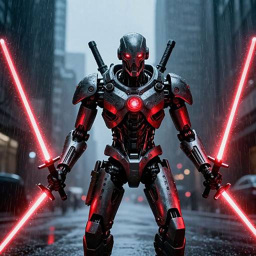 Cyberpunk Grievous Portrait in Rain