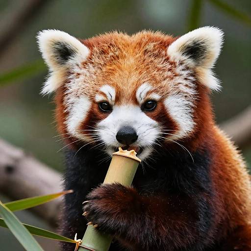 Red Panda with Detailed Bamboo