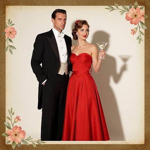 Retro Elegant Couple Vintage Card