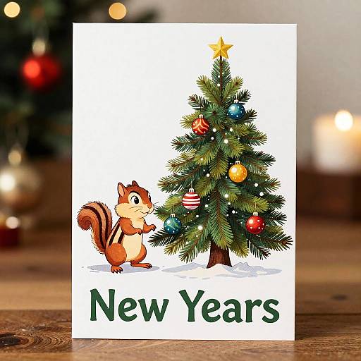 Retro Style New Year Chipmunk Card