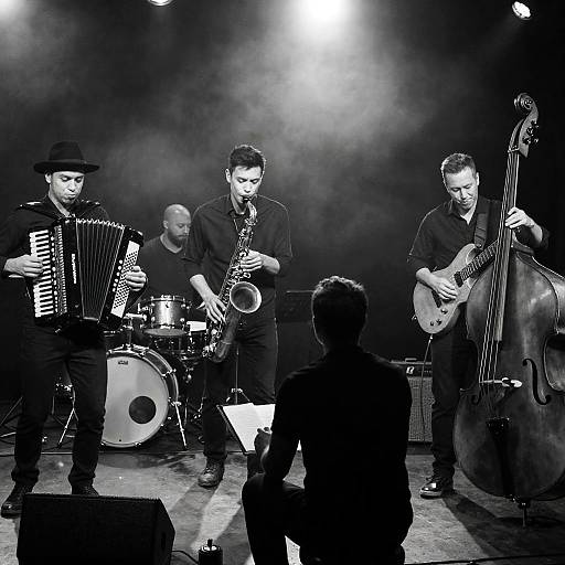 Live Jazz Band Performing in B&W
