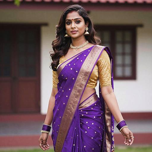 Gota Patti Orchid Sari Ensemble