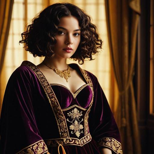 Woman in Dark Plum Velvet Bustier and Silk Robe