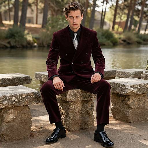 Stylish Man in Vintage Velvet Suit