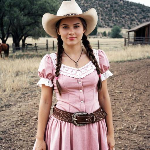Stylish Pink Cowgirl Costume in Nature
