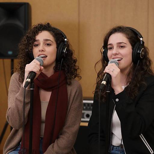 Singing Duo in Stylish Headphones