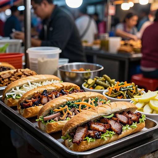 Vibrant Banh Mi Street Market Scene