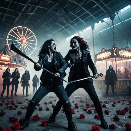 Female Ghouls Fighting in Abandoned Carnival
