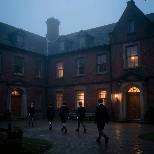 Mysterious Boarding School at Dusk
