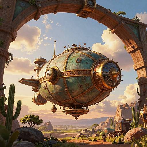 Steampunk Floating Dome Airship Adventure