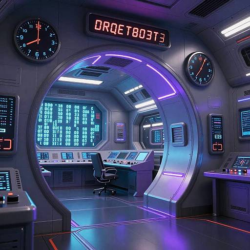 Futuristic Time Portal in Spaceship