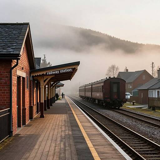 Vintage Mountain Railway Station Sunrise