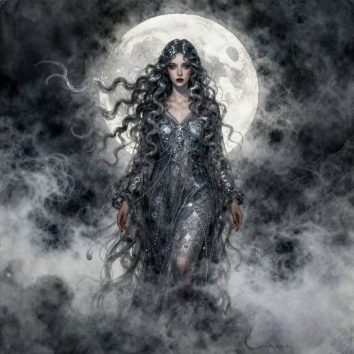 Moonlit Banshee in Watercolor Mist
