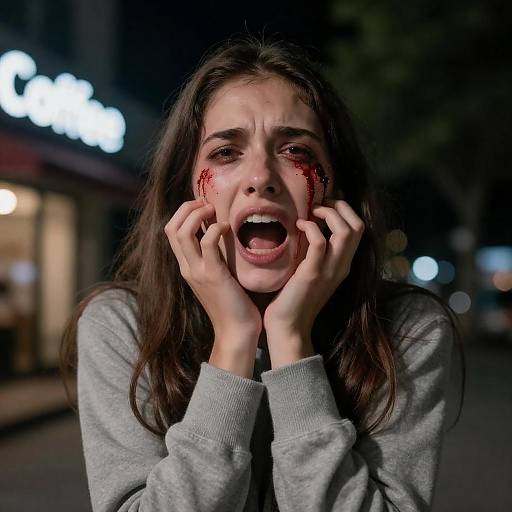 Bloodied Scream Outside Coffee Shop