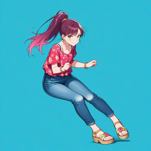 Playful Young Girl in Trendy Outfit Playful Young Girl in Trendy Outfit