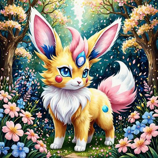 Watercolor Fantasy Creature in Magical Garden