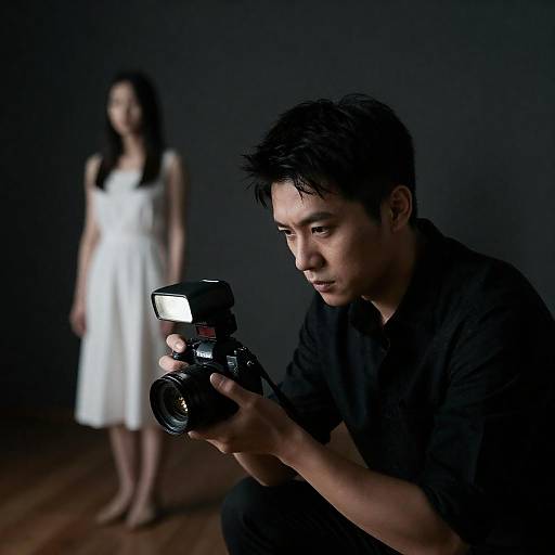 Mysterious Dark Room Photography Scene