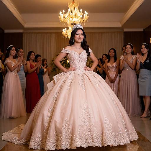 Radiant Young Woman in Quinceañera Gown