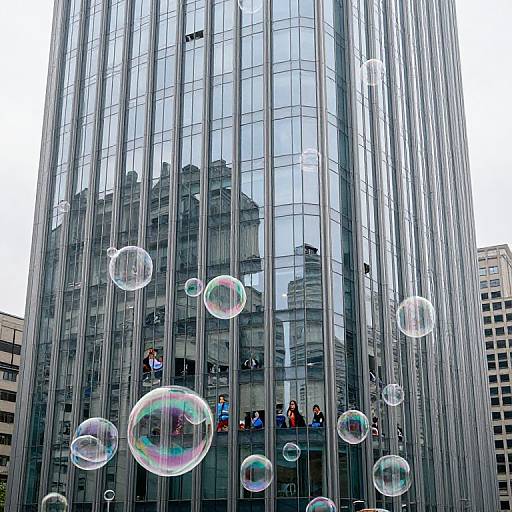 Transparent Bubble City with Parallel Universes