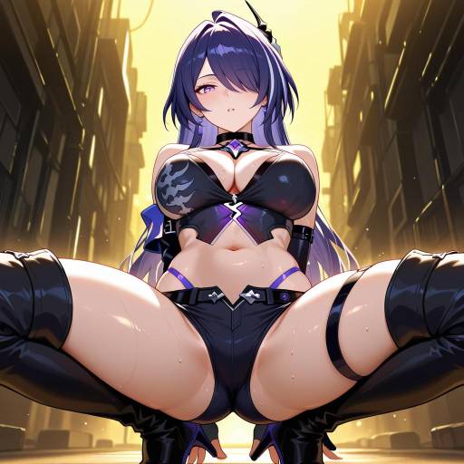 Cyberpunk Cowgirl in Night Scene
