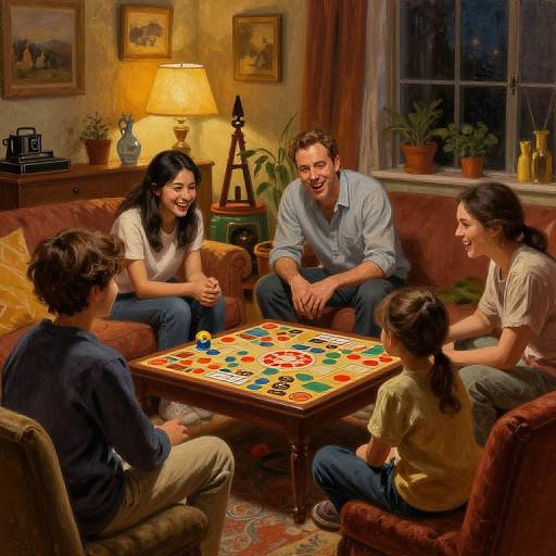 Cozy Family Game Night Oil Painting