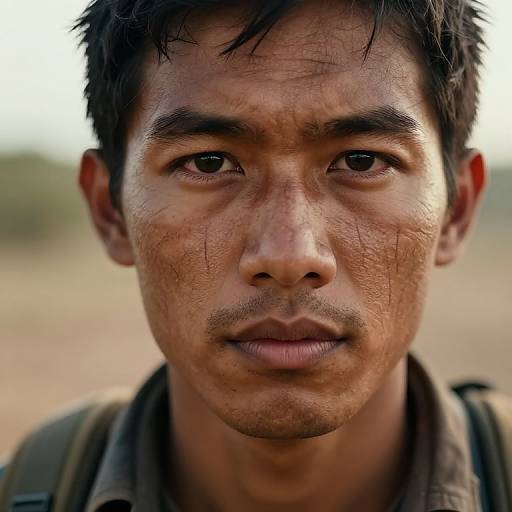 Rugged Adventurer's Bug's-Eye Portrait