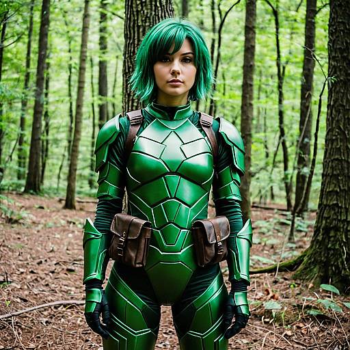 Green Army Girl Cosplay in Nature