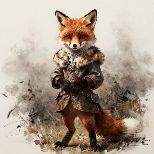 Fox Cub Hunter in Dreamy Sketch